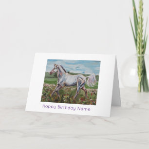 Witte Paardenolie Schilderij Verjaardag Kaart