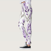 Witte paarse Bloempatroon Leggings (Links)
