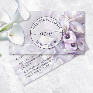 Witte Paarse Calla Flower Logo Visitekaartje