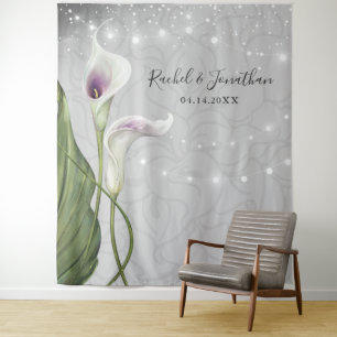 Witte Paarse Calla Lelie Foto Achtergrond Wandtapi Wandkleed