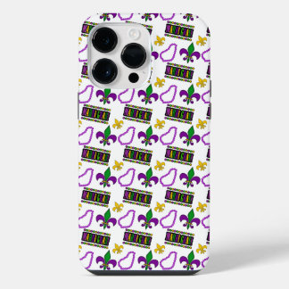 WITTE PAARSE GROENE GELE MARDI GRAS-KRALEN iPhone 14 PRO MAX HOESJE