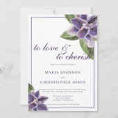 Witte paarse lavender mint orchidee florale bruilo kaart (Voorkant)