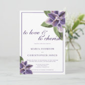 Witte paarse lavender mint orchidee florale bruilo kaart (Staand voorkant)