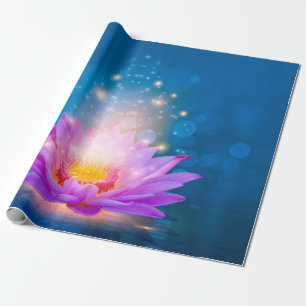 Witte Paarse Lotus Bloem Zen Blauw Cadeaupapier
