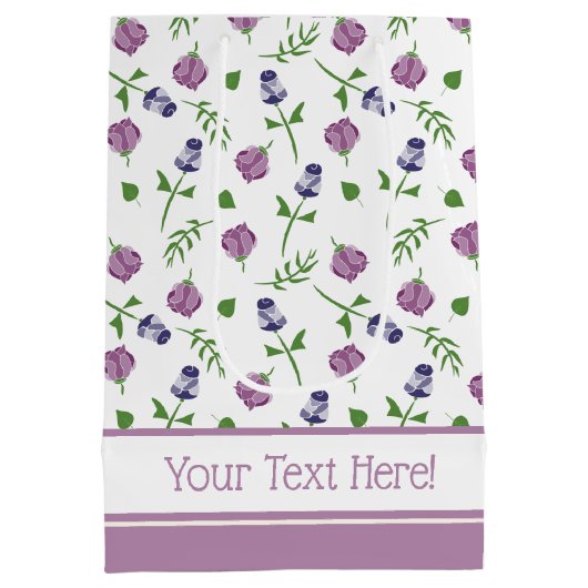  witte Paarse roze rozenrozenbeugel (Floral) Medium Cadeauzakje (Achterkant)