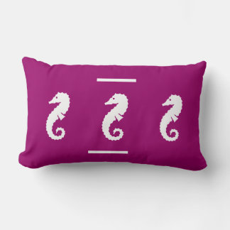 witte/paarse roze SEAHORSE aan de kust van PILLOW Kussen