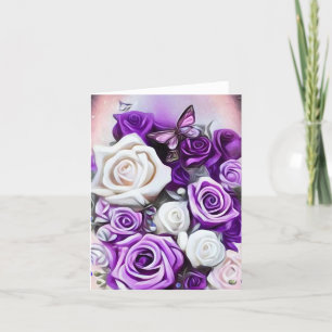 Witte & Paarse Rozen Bedankkaart