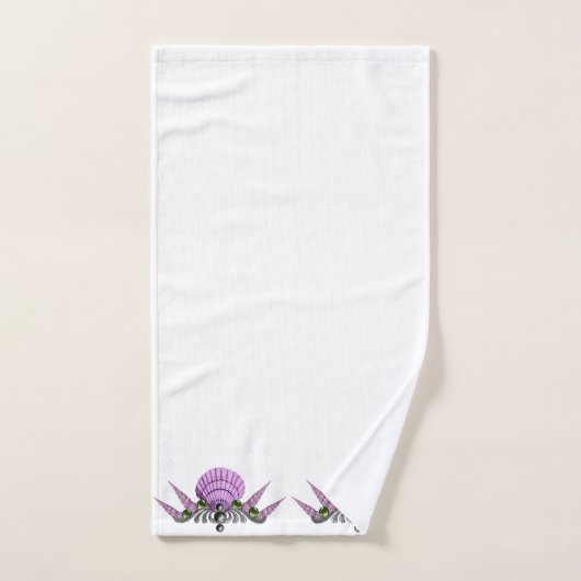 WITTE PAARSE SEASHELLBATHROOM TOWEL SET BAD HANDDOEK (Handdoek)