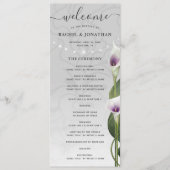 Witte Paarse Waterverf Calla Lily Weddenschap Programma (Voorkant)