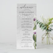 Witte Paarse Waterverf Calla Lily Weddenschap Programma (Staand voorkant)