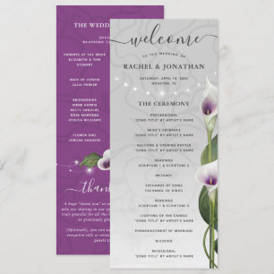 Witte Paarse Waterverf Calla Lily Weddenschap Programma