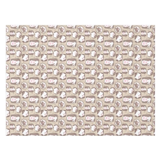 Witte paaskonijnen op bruin en bruin tafelkleed (Voorkant (Horizontaal))