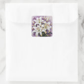 Witte paaslelies vierkante sticker (Tas)