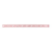 Witte paden op Blush roze & aangepaste naam / teks Lint (Voorkant)