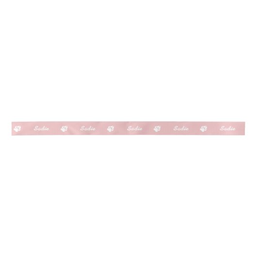 Witte paden op Blush roze & aangepaste naam / teks Lint (Voorkant)