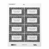 Witte Paisley Aangepaste Zwarte Achtergrond Etiket (Full Sheet)
