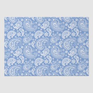 Witte  Paisley op blauwe achtergrond Tissuepapier