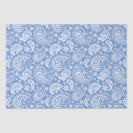 Witte  Paisley op blauwe achtergrond Tissuepapier (Voorkant)