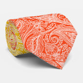Witte Paisley op een rode en gele zomer ombre Stropdas (Opgerold)