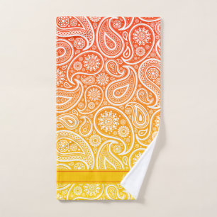 Witte paisley op geel tot rood ombre bad handdoek