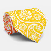 Witte paisley rood tot gele ombre stropdas (Opgerold)