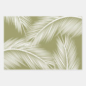 Witte palmbladeren op groene achtergrond inpakpapier vel (Voorkant)