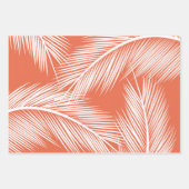 Witte palmbladeren op zalmkleur achtergrond inpakpapier vel (Voorkant 3)