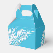 Witte palmen op blauwe Gable Party Favor-dozen Bedankdoosjes (Achterkant)