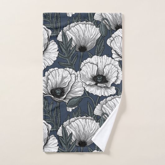 Witte papaver bad handdoek (Handdoek)