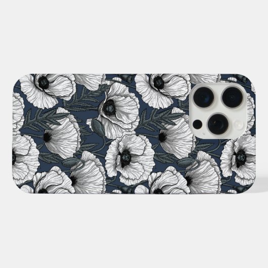 Witte papaver iPhone hoesje (Achterkant horizontaal)