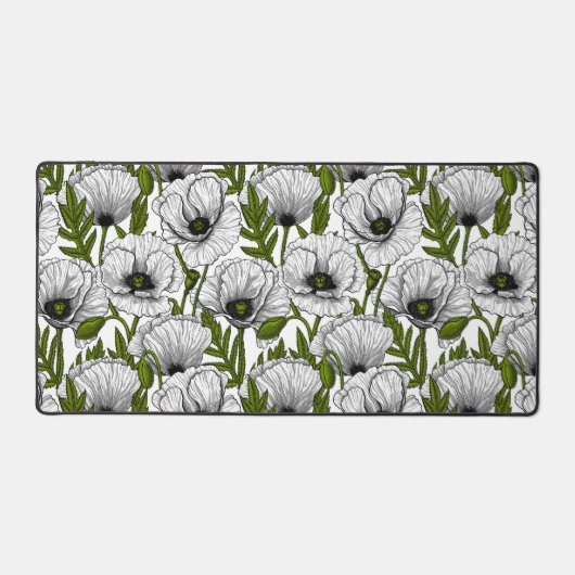 Witte papaver op wit bureaumat (Voorkant)