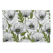 Witte papaver op wit kussensloop (Voorkant-Links)