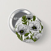Witte papaver op wit ronde button 5,7 cm (Voorkant /achterkant)