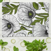 Witte papaver op wit theedoek (Gevouwen)