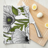 Witte papaver op wit theedoek (Quarter Fold)