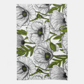 Witte papaver op wit theedoek (Verticaal)