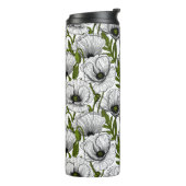 Witte papaver op witte thermische tumbler thermosbeker (Gedraaid links)