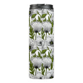 Witte papaver op witte thermische tumbler thermosbeker (Achterkant)