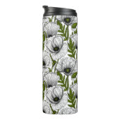 Witte papaver op witte thermische tumbler thermosbeker (Geroteerd rechts)