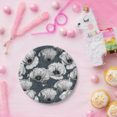 Witte papaver papieren bordje (Feest)