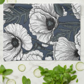 Witte papaver theedoek (Gevouwen)