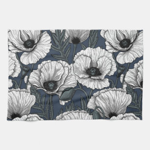 Witte papaver theedoek