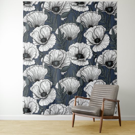 Witte papaver wandkleed (In situ)