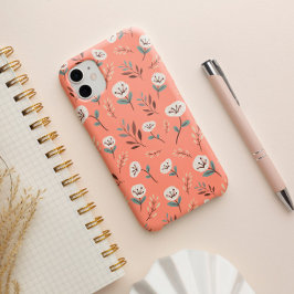 Witte papavers op vet rood Hoesje