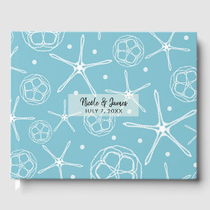 Witte Parel Zeester Elegant Strand Bruiloft Gastenboek