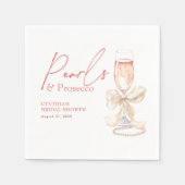 Witte Parelboog & Prosecco Blush Bruidsdiner Servet (Voorkant)