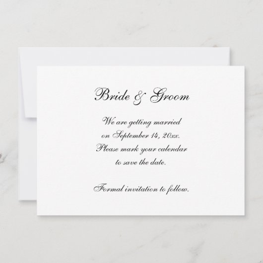 Witte parelbruis slaat de datum op kaart (Achterkant)