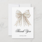 Witte Parels Strik Bruiloft Shower Bedankkaart (Voorkant)
