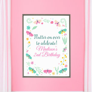 Witte Pastel Vlinder Meisjes Tuin Welkom Poster