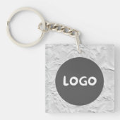 Witte Patroon Business Logo & QR-code dubbelzijdig Sleutelhanger (Voorkant)